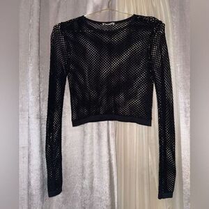 Black Long Sleeve Fishnet Shirt Vintage Sheer Goth 90s Y2K Punk
